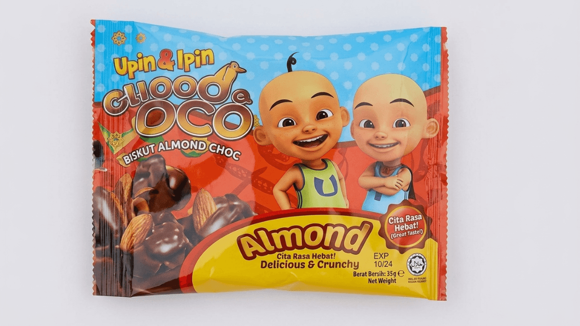 Upin & Ipin Choco Loco Almond  Coated Milk Chocolate 50g Pouch